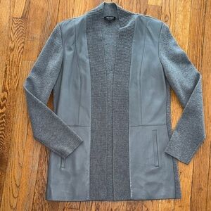 WORTH New York combination open blazer cardigan jacket wool leather size P XS
